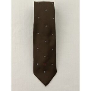 Vintage Christian Dior Logo Tie Mens Silk‎ Blend Brown Necktie Classic